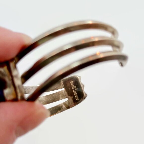 Druzy Bracelet, Sterling Silver, Cuff, Designer, Ancient Echoes, Blue Stone - Picture 5 of 6